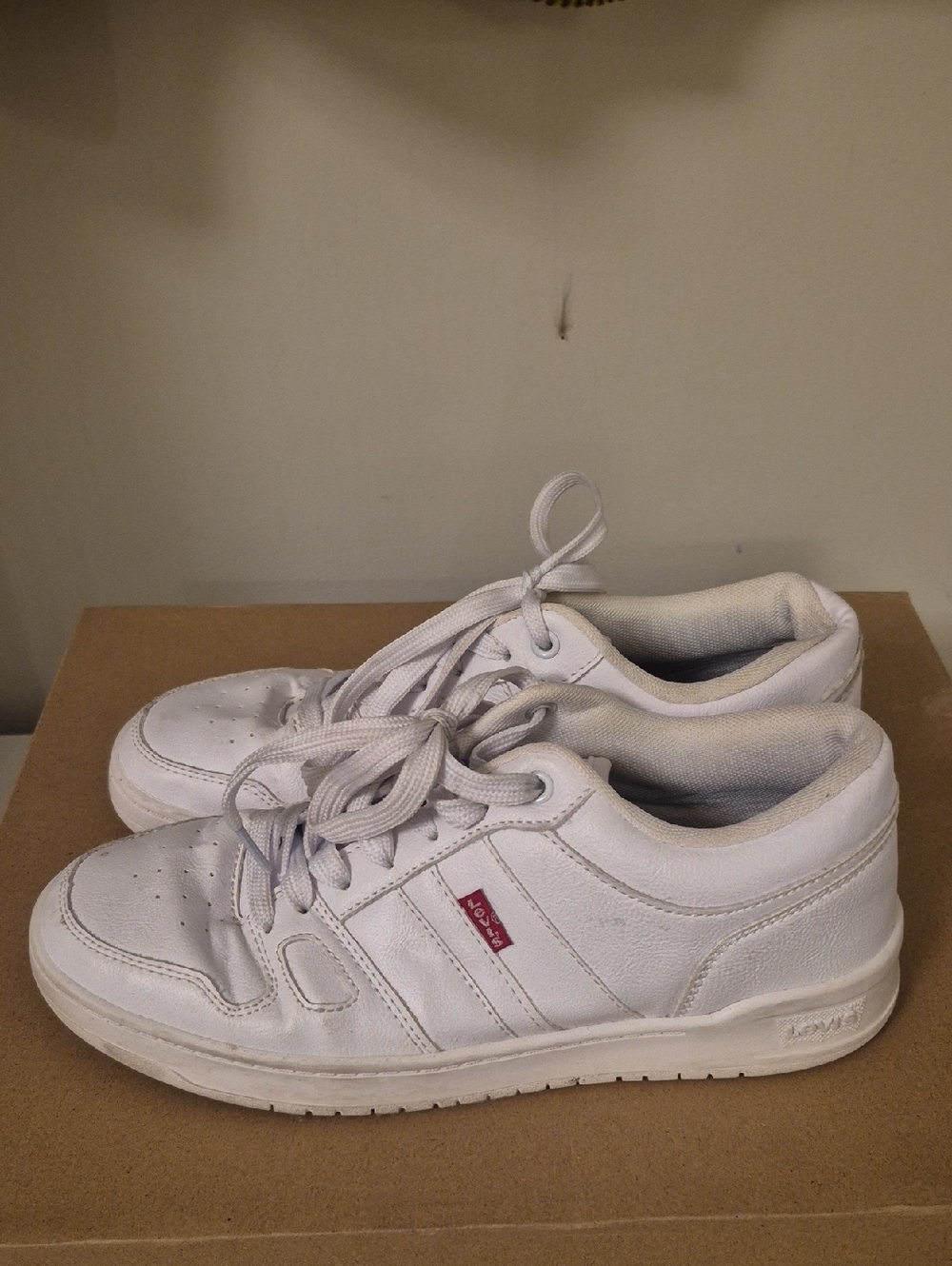 Levi's Women's White Leather Sneakers with Red Logo Tab